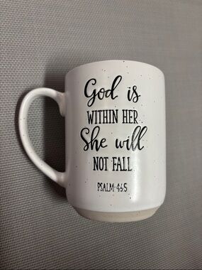 Sheffield Home White and Black Ceramic Mug psalm 46:5 NWOT